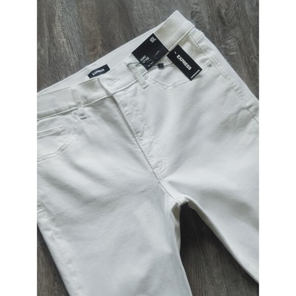 NEW Express Mid Rise White Ripped Super Soft Skinny Jeans - 10 - Picture 11 of 14